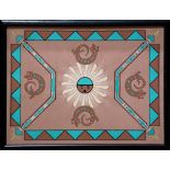 Navajo Motif, acrylic on canvas, unsigned, 20th century, overall (with frame): 33.25"h x 43.25"w