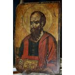 Greek religious icon, 19th century, depicting John the Baptist, 16"h x 10"w