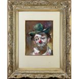 Julian Ritter (American, 1909-2000), Clown with Green Hat, oil on board, signed lower center,