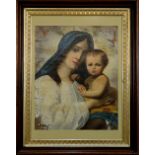 European School (19th century), Madonna and Child, oil on canvas (laid down), unsigned, overall (