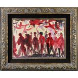 Pascal Cucaro (American, 1915-2004), Crowd, oil on canvas, signed upper left, gallery label (Cory