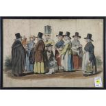 (lot of 3) Continental School (late 19th/early 20th centuries), "Maket Scene in Wales," lithograph