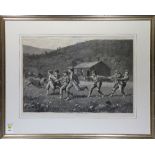 Harper's Weekly print, "Snap the Whip," after a drawing by Winslow Homer, overall (with frame): 23.