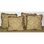 (lot of 4) Group of custom designed down filled throw pillows, each having raised floral decoration,