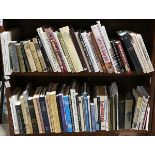 (lot of approx. 72) Two shelves of books mostly relating to Western U.S. art and history, includinng