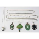 (Lot of 9) Multi-stone, sterling silver, and silver jewelry comprised of one banded agate,