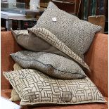 (lot of 4) Assorted pillows, consisting of (2) pairs of down filled throw pillows in earthen hues,