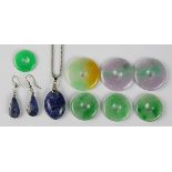 (Lot of 9) Jade, sodalite and metal jewelry comprised of (7) jadeite discs, ranging in size from