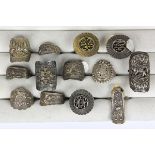 (Lot of 13) Chinese silver rings comprised of eight floral motif silver rings; two animal motif