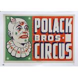 American School (20th century), "Polack Bros. Circus," circa 1950, vintage lithograph in colors,