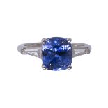 Sapphire, diamond and platinum ring, GIA