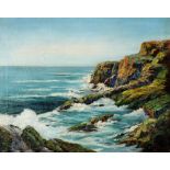 Paul Dougherty (American, 1877-1947), Waves on the California Coast, oil on canvas, signed lower