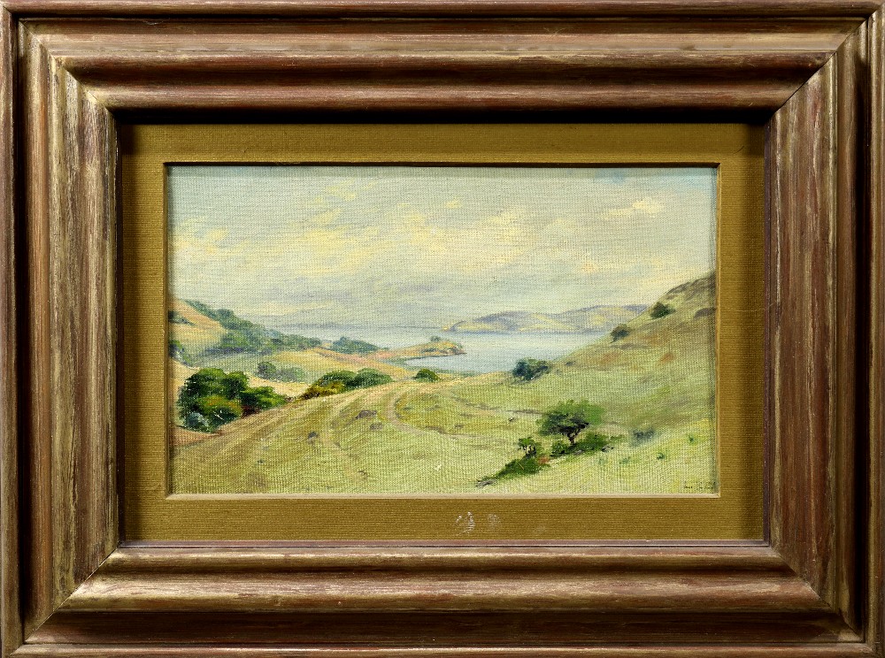 Louis Rea (American, 1868-1927), Bay View, oil on masonite, signed lower right, board: 9.25"h x 16" - Image 2 of 4