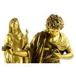 (lot of 2) Continental gilt bronze figural sculptures, 19th century, each depicted in Classical