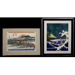 (lot of 2) Utagawa Hiroshige (Japanese, 1797-1858), 'Sanjo Ohashi, Kyoto' from the '52 Stations of