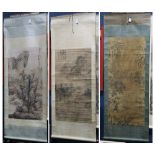 (lot of 3) Chinese landscape paintings: the first, manner of Shen Zhou (Chinese, 1427-1509); the