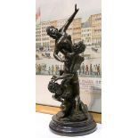 Escape, bronze sculpture on marble base, unsigned, 19th/20th century, overall (with base): 17"h x