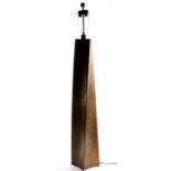 Moderne patinated metal floor lamp, having a shaped rectangular standard, signed Robert Kuo on