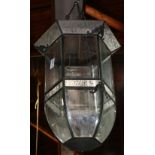 Neo-Classical style hall lantern, the metal frame with beveled glass inserts, 20"h