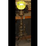 American Renaissance Revival piano lamp attributed to Bradley and Hubbard circa 1870, having a later