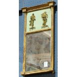 Partial gilt trumeau mirror, decorated with a Classical style figures playing musical instruments,