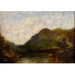 Thomas Fenwick (British, 19th century), "Highland Loch," oil on board, signed lower left, signed and