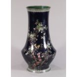 Japanese cloisonne vase, Meiji period, sparrows frolicking amidst cherry blossom branches, having