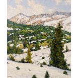 Gary Ray (American/Swiss, b. 1952), "Sierra Winter," oil on canvas, signed lower left, signed and