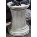 Classical style pedestal, executed in cream, having a crazed finish, 29"h x 20.5"dia.