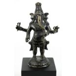 Indian bronze Ganesha, the standing deity with four arms holding various attributes, 7"h. Property