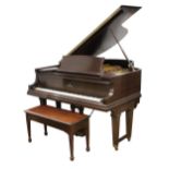 Steinway and Sons baby grand player piano, serial 191893, 1915, having a mahogany case and rising on