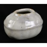 Chinese crackle glazed porcelain brush coupe, of lobed ovoid section, with an apocryphal Qianlong