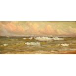 Nels Hagerup (American, 1864-1922), Crashing Waves at Sunset, oil on canvas, signed lower right,