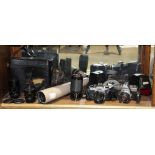 (lot of 6) photography equipment, consisting of Nikon and Minolta cameras, Bausch and Lomb 60mm