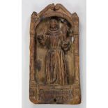 Spanish Colonial carved wood Santos figure, late 18th/early 19th century, depicting Saint Anthony