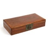 Chinese wooden seal/document box, the shallow rectangualr box with a hinged lid, with brass