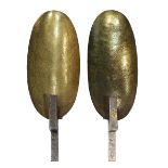 Pair of custom Hervé Van der Straeten 'Applique Coque' hand-hammered brass and patinated bronze wall