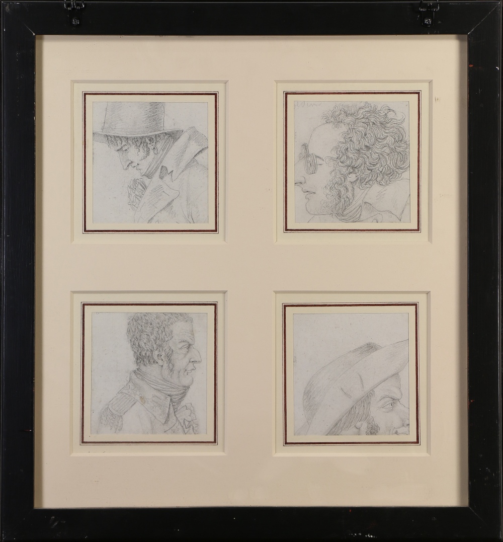 (lot of 2) Danish Caricature profiles of 18th century figures, each work has (4) front and back - Image 3 of 4