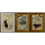 (lot of 3) Gigado Ashiyuki (Japanese, active 1813-1833) kabuki woodblock prints, depicting