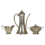 (lot of 3) Tiffany & Co. sterling silver demitasse set, executed in the Art Nouveau taste 1907-1947,