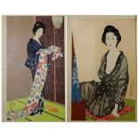 (lot of 2) Hashiguchi Goyo (Japanese, 1880-1921), 'Girl in Summer Kimono' and 'Woman of Naniwa' from