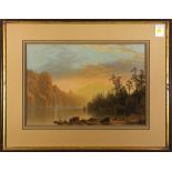 After Albert Bierstadt (American, 1830-1902), "Sunset," circa 1868, chromolithograph in colors,