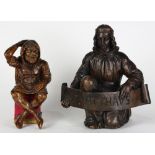 (lot of 2) Continental, possibly Black Forest, carved wood figural group, depicting St. Matthaus
