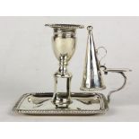 George III sterling silver chamberstick with snuffer by George Eadon and Co. 1806, having a