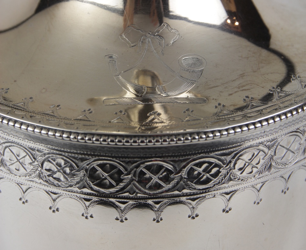 George III sterling silver jug, London 1785, Hester Bateman, having an ovoid form, with an urn - Image 2 of 3