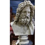 Monumental composition bust of Greek diety, 39"h x 25"w x 16.5"d