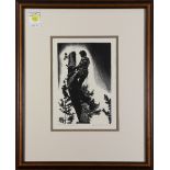 (lot of 2) Leon Gilmour (Latvian/American, 1907-1996), "Tree Topper," 1985, woodcut, edition 9/