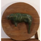 Bill Spira (American, 20th century), "Untitled," (Manatee) 1963, glazed terra cotta on wood,