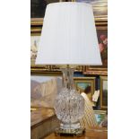 Waterford crystal brass mounted table lamp, having an acorn form crystal final, 35"h x 10"dia (