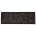 Southern Pacific Company iron sign, inscribed "Southern Pacific Company Equipment Trust Series HH,